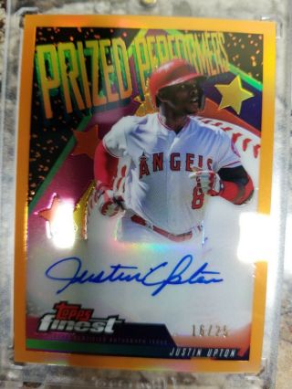 2019 Topps Finest Justin Upton Prized Performers Auto Orange 