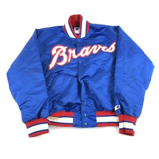 Vintage 80’s Atlanta Braves Starter Jacket Large Satin Bomber (flawed)