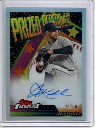 Corey Kluber Auto /50 2019 Topps Finest Prized Performers Refractor Autograph Sp