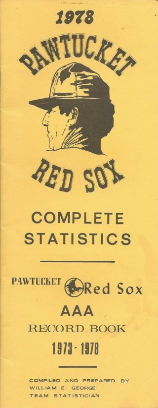 1978 Pawtucket Red Sox Minor League Baseball Record Book / Guide Fwil