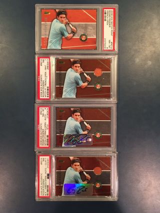 2008 Ace Authentic M/p F/open Base Mat Auto And Auto Clay Roger Federer Psa 7 - 8