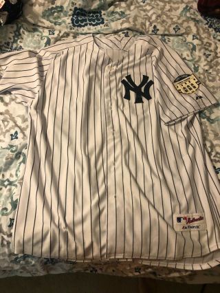 Derek Jeter York Yankees Home Majestic Jersey With 1908 - 2008 Stadium Patch