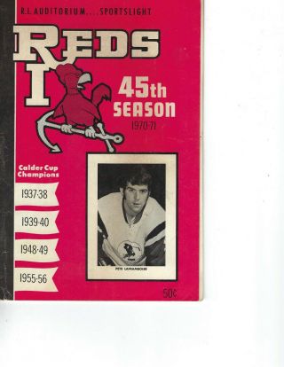 1970 Minor League Hockey Program Pete Laframbroise,  Rhode Island Reds Good