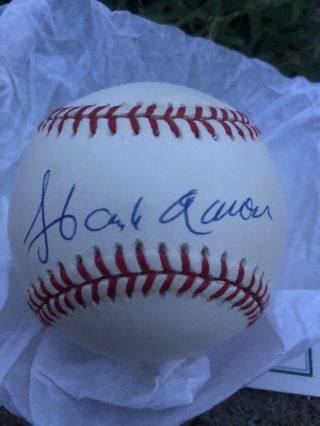 Hank Aaron Autographed Official Major League League Baseball