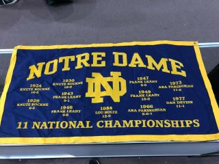 Notre Dame Ncaa Football 11 Championships With Coaches 18 " X 30 " Banner