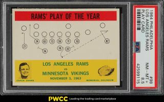 1964 Philadelphia Los Angeles Rams Play Card 98 Psa 8.  5 Nm - Mt,  (pwcc)