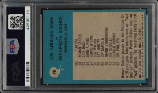 1964 Philadelphia Los Angeles Rams PLAY CARD 98 PSA 8.  5 NM - MT,  (PWCC) 2