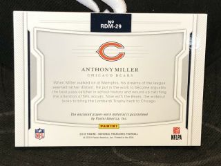 7/17 Anthony Miller 2018 National Treasures Dual Patch Red Bears Rookie Rc 2
