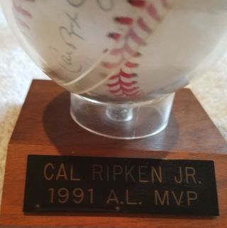 Cal Ripken Jr.  Autographed Baseball On His 1991 A.  L.  Mvp Award