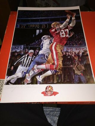 Dwight Clark Autographed Color 12x19 The Catch Print - 49ers - Signed In Pencil