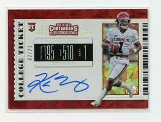 Kyler Murray Rc 2019 Panini Contenders Draft Auto Autograph Cracked Ice Sp 02/23