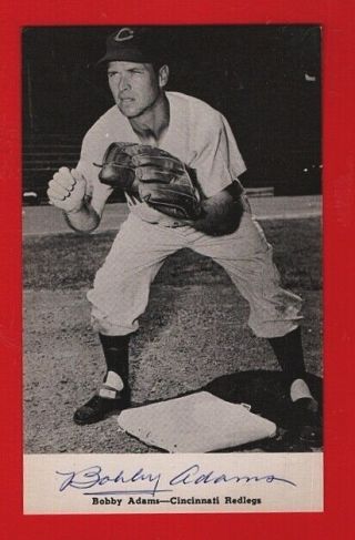 1954 Bobby Adams - Cincinnati Reds Autographed Team Issued Postcard - (d.  1997)