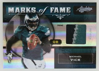 2011 Absolute Michael Mike Vick Marks Of Fame Game Prime Logo Patch Sp /25