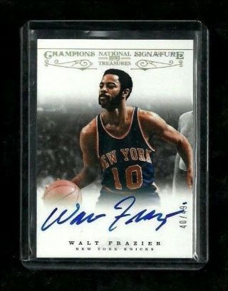 Walt Frazier National Treasures Champions Signatures Auto /49 On - Card Knicks