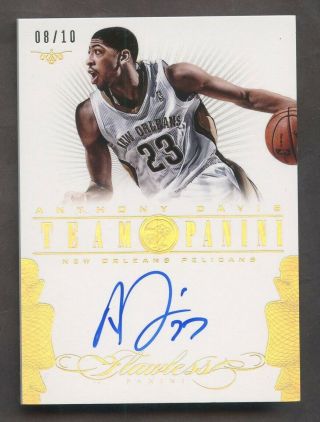 2013 - 14 Panini Flawless Gold Anthony Davis Signed Auto 8/10 Pelicans