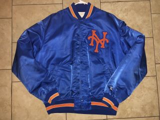 Vintage Starter York Mets Satin Bomber Jacket Mens Large