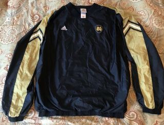 Adidas Notre Dame Irish Football Pullover Windbreaker Jacket Navy Gold 2xl Xxl