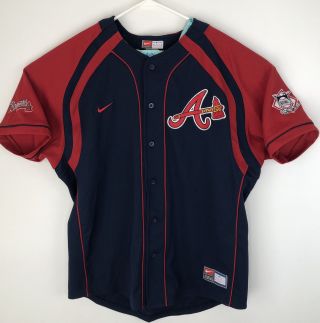 Atlanta Braves Chipper Jones 10 Nike Mlb Baseball Jersey Sz Large L Embroidered