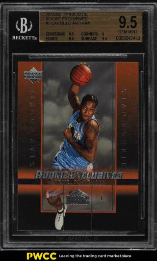 2003 Upper Deck Exclusives Carmelo Anthony Rookie Rc 3 Bgs 9.  5 Gem (pwcc)