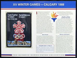 1988 Winter Olympics Xv Calgary Olympic Games Patch Info Card Willabee & Ward