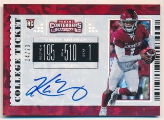 Kyler Murray 2019 Panini Contenders Rc Rookie Cracked Ice Autograph Sp Auto /23