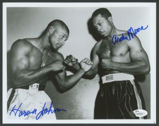Archie Moore & Harold Johnson Dual - Signed 8x10 Photo - Autograph Jsa Certified