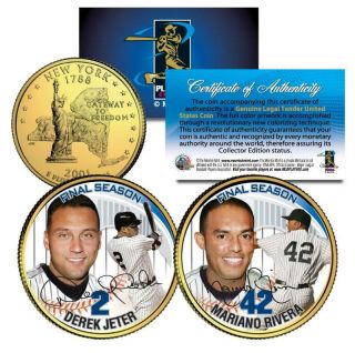 Derek Jeter & Mariano Rivera Final Season Ny Quarters 2 - Coin Set 24k Gold Plated