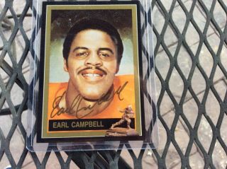 Heisman Trophy 1991 Card Autographed By Earl Campbell Texas Longhorn