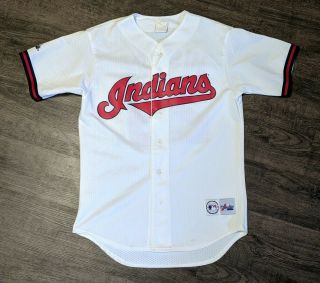 Vintage Cleveland Indians Majestic Mlb Jersey Size Medium White David Justice