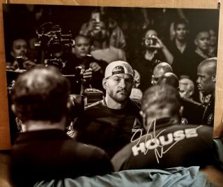 Stipe Miocic Silver Ink Autographed Photo Canvas Wrapped Black & White 16×24