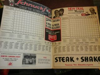 1976 st.  louis cardinals scorecard cards vs.  Padres unmarked 2