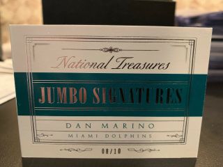 Dan Marino 2015 National Treasures Jumbo Signatures Auto 08/10 Game Jersey