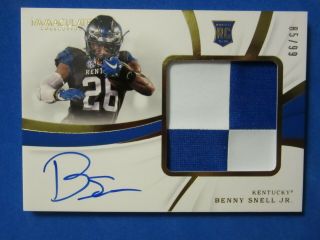 2019 Panini Immaculate Collegiate Rookie Patch Auto Benny Snell Steelers/ Ky /99
