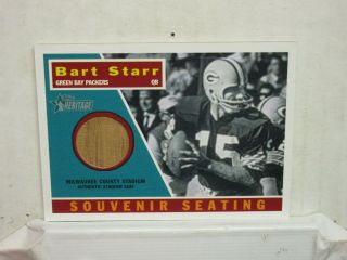 2001 Bart Starr G.  B.  Packers Topps Heritage Milwaukee County Stadium Seat Relic