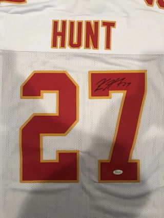 Kareem Hunt Autographed Custom Kansas City Chiefs White Jersey Witness JSA 3