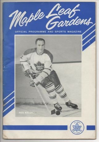 1963 - 64 Toronto Maple Leafs Nhl Program Maple Leaf Gardens Red Kelly Red Wings