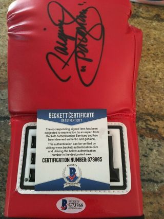 Autographed/Signed MANNY PAC - MAN PACQUIAO Red Title Boxing Glove Beckett BAS 3