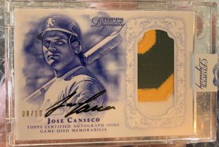 2015 Topps Dynasty Jose Canseco Auto Patch Logo D 8/10 A 