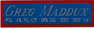 Greg Maddux Cubs Nameplate Autographed Signed Baseball - Jersey - Helmet - Photo - Cap