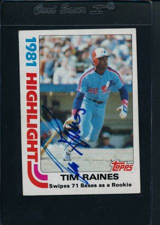 1982 Topps 3 Tim Raines Expos Signed Auto 12123