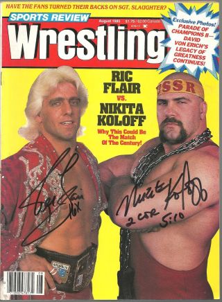 Eb2372 Ric Flair Vs Nikita Koloff Signed Historical Wrestling Document