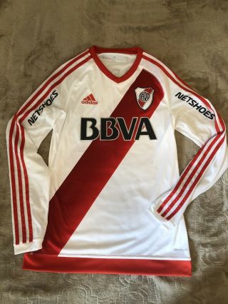 River Plate 2016/2017 Jersey Small Adidas Home Long Sleeve Shirt.