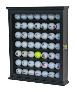 49 Golf Ball Display Case Rack Cabinet With Glass Door,  Lockable,  Gb49l - Bla
