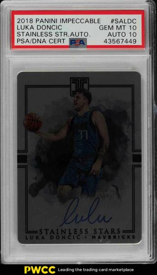 2018 Panini Impeccable Stainless Stars Luka Doncic Rookie Auto /99 Psa 10 (pwcc)