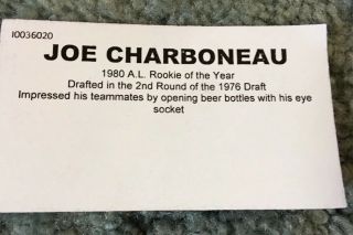 Joe Charboneau Signed Autographed OMLB Tru - Star Authenticated Hand Signed 2
