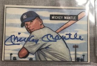 Autographed 1951 Bowman Mickey Mantle 253