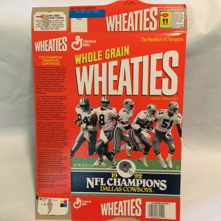 Wheaties Box 1992 Bowl Champions Dallas Cowboys Empty Box 2