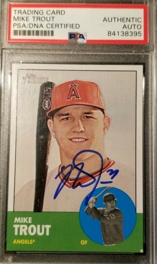 Mike Trout Signed 2012 Topps Heritage Graded Psa Authentic Auto