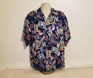 York Yankees Mlb Adult Large Blue Button Shirt