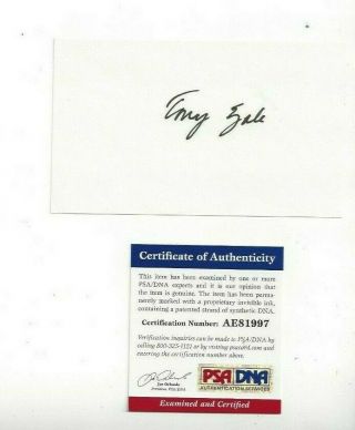Tony Zale Middleweight Boxing Champion Autographed 3x5 Card Psa
